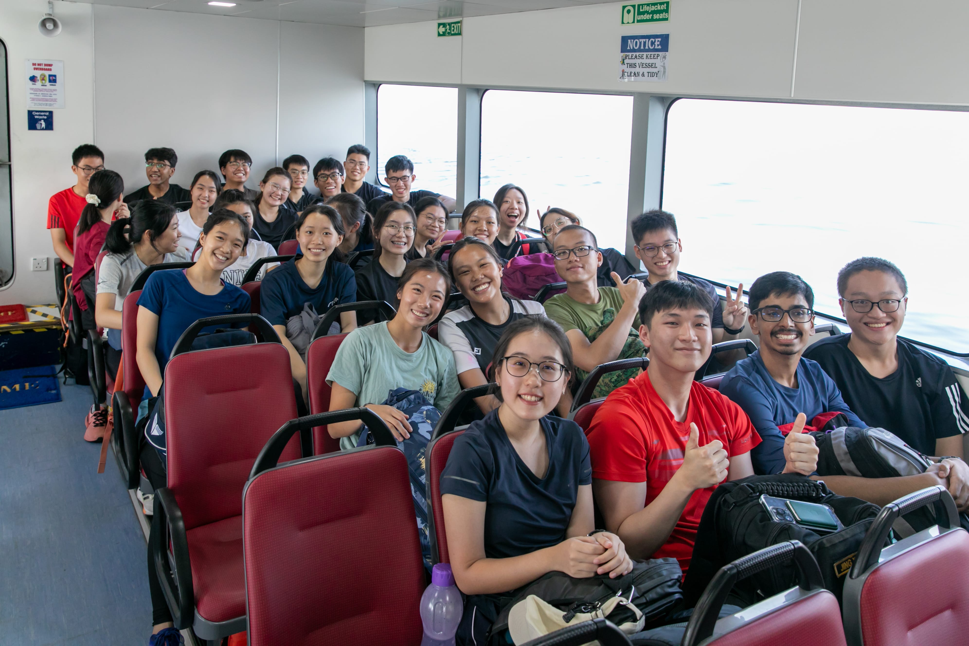 Group photo of scholars in the ferry 
